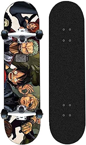 Totots Monopatín de anime para una sola pieza, doble tild scooter de cuatro ruedas, mono D. Luffy, patineta de arce de siete capas, Roronoa Zoro, patineta de longboard deportiva extrema, monopatín ext