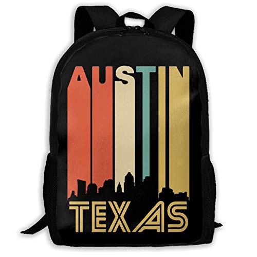 TRFashion Mochila Retro 1970's Austin Texas Cityscape Downtown Skyline Fashion Outdoor Shoulders Bag Durable Travel Camping For Kids Backpacks