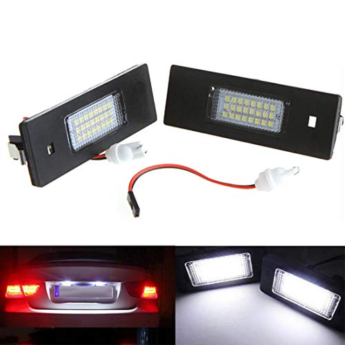 VIGORFLYRUN PARTS LTD 2pcs Coche Luces de Placa de Matrícula Leds Lámparas Traseras para E81 E87 E63 E64 E89 Z4 F20 F21 DXY88,12V Xenón Blanco Canbus Luz Auto