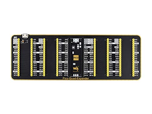 Waveshare Quad GPIO Expander for Raspberry Pi Pico Mini Board Four Sets 2x20 Male Headers For Connecting More Raspberry Pi Pico Expansion Modules,USB Power Input Connector