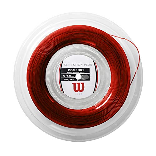 Wilson Bobina de cordaje para raquetas de tenis, Sensation Plus, Calibre 16 (1,34 mm), Rojo, WR830050116