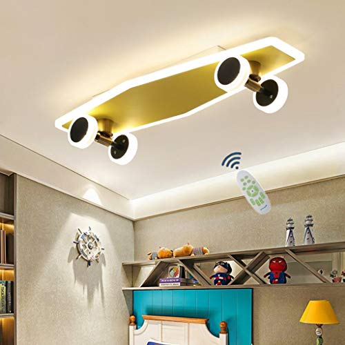 WJLL Lámpara de Techo LED para monopatín Luz de Techo Regulable para habitación de niños Iluminación de Techo Dormitorio Sala de Estar con Araña de Control Remoto Lámpara para monopatín de 32W,B