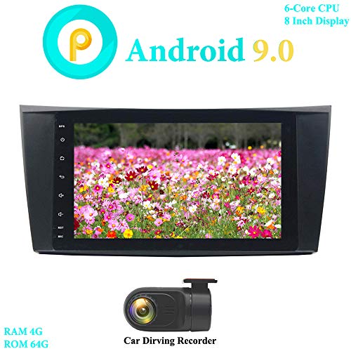 XISEDO 8 Pulgadas Android 9.0 Autoradio Coche 6-Core RAM 4G ROM 64G In Dash Radio de Coche para Mercedes-Benz E-W211/E200/E220/E240/E270/E280 (con DVR)