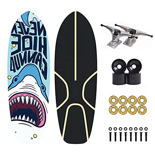 XKAI Principiantes Surfskate Skateboards Monopatin Carver Completo Tabla de Skateboard para Adolescentes Niño, 75×23cm Maple Longboard Deck con Rodamientos ABEC-9, 78A PU Rueda