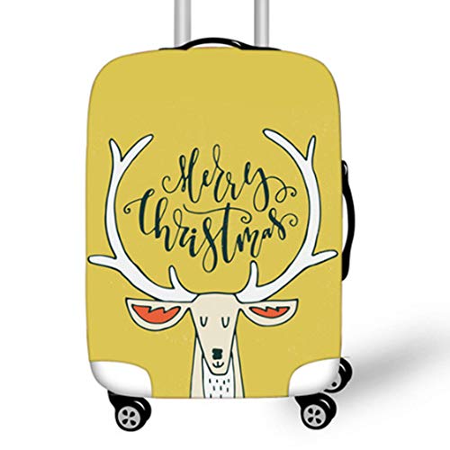 YI'HUI Cute Christmas Elk Impreso Accesorios De Viaje Funda Protectora De Equipaje Feliz Año Nuevo Diseño De Ciervo Equipaje Decorativo Bolsa De Viaje Set Funda Antipolvo,Ml10,L