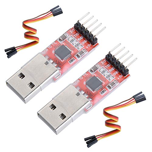 Yizhet CP2102 USB a TTL 5PIN Adaptador Convertidor Serie Módulo para 3,3V y 5V con Libre Cable(2 Piezas)