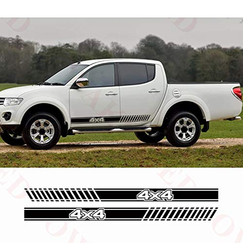 YKANZS Auto Pegatinas de Calcomanías Body Lateral, para Mitsubishi L200 4X4 Todoterreno Puerta de Coche Falda Lateral Pegatinas Rayas calcomanía 180 cm x 12 cm