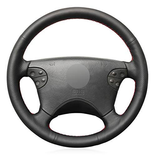 YSGADH Cubierta del Volante del automóvil, para Mercedes Benz W210 E Class E320 2000-2002, Cubierta de Volante de Coche Cosida a Mano de Cuero Negro