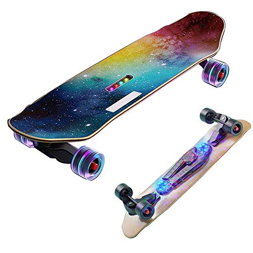 YYMM Monopatín de Moda Cruiser, Música Bluetooth con Carga USB Coloridas Luces, Tablero de Estructura de 9 Capas Engrasamiento Rueda Grande, para Adolescentes Adultos Principiantes