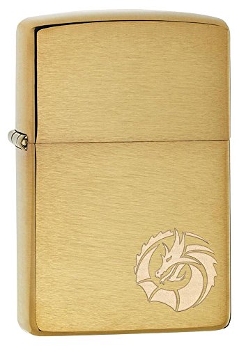 Zippo Mini Dragon Mechero de Gasolina, latón, Aspecto de Acero Inoxidable, 1 x 6 x 6 cm