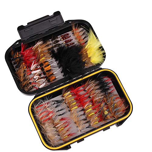 120pcs Kits de Pesca con Mosca, MKNZONE Cebos Artificiales de Hechos a Mano, Accesorios Cebos Articulos de Pesca para la Pesca, Trucha, Bagre, Bass, Salmón y Lucio#7