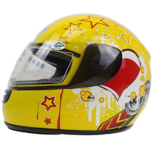 3-12 Años Casco Delantero De Moto For Niños Lleno De Casco De Moto 6 Colores Disponibles Talla 48-52 Cm Casco De Moto For Uso En Todas Las Estaciones Proteger (Color : Yellow, Size : M.)