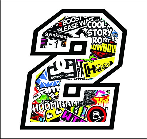 Adhesivo Numero 2 Carrera Raza 12 cm - Sticker Bomb - gara Cross Coche Motocicleta Pista Sticker