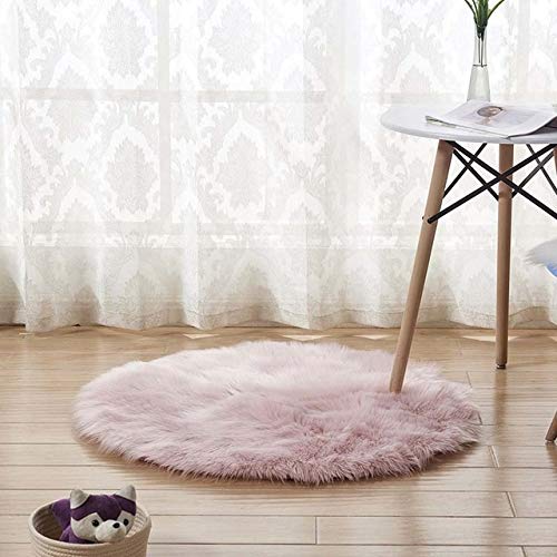 Alfombra redonda de piel de oveja sintética suave para dormitorio, sala de estar, alfombra de felpa sedosa, blanca, alfombra de piel sintética, 180 cm