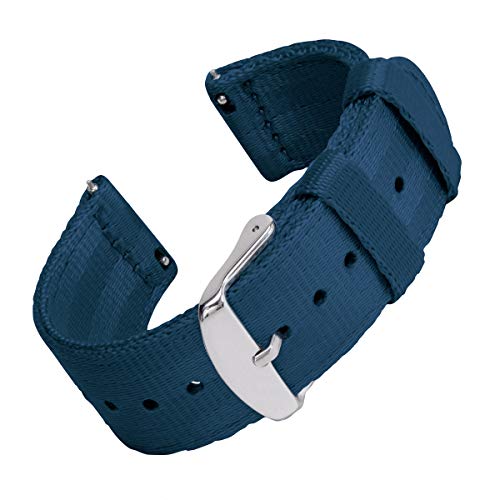 Archer Watch Straps | Cinturón de Seguridad Correa de Reloj de Nailon para Hombre y Mujer, Correa Fácil de Abrochar para Relojes y Smartwatch | Azul Marino, 18mm