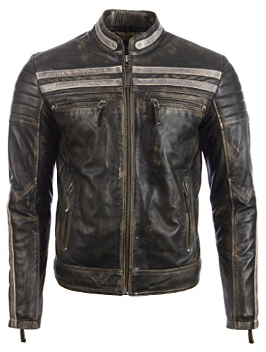 Aviatrix Hombres Cuero Autentico Especial Retro Moda Chaqueta (4W9C)