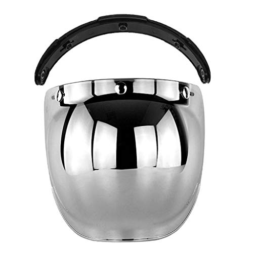 balikha Casco clásico de la Motocicleta de la Calle visores Escudo de Burbuja para Cascos de la Motocicleta de 3-Snap - Plata