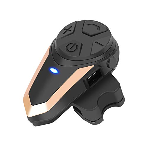 BETOWEY Intercomunicador Casco Moto BT-S3 Manos Libres Bluetooth Comunicador Intercom Headset Auriculares para Moto (Paquete 1, Oro)