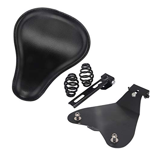 Bid4ze Kit de soportes de montaje de muelle para motocicleta de piel negra con placa base de 7,6 cm compatible con Harley Davidson Sportster Dyna Chopper Bobber H-onda Yamaha