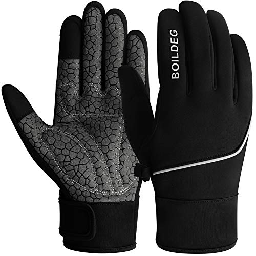 boildeg Guantes Ciclismo Antideslizante MTB Transpirables y con Pantalla táctil para Hombres/Mujeres (Black, XL)