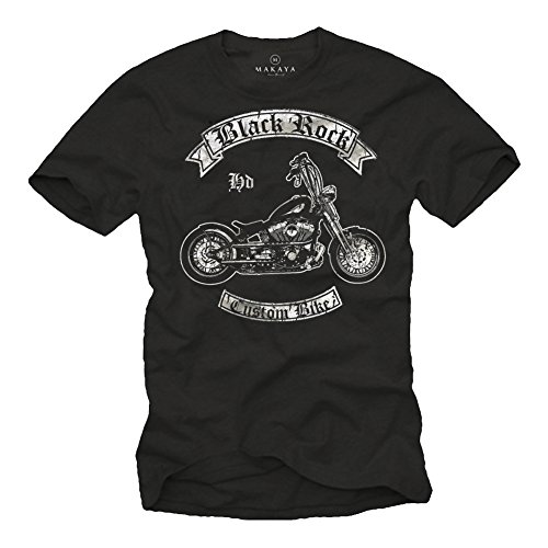 Camisetas de Motos para Hombre - Black Rock - Negro L