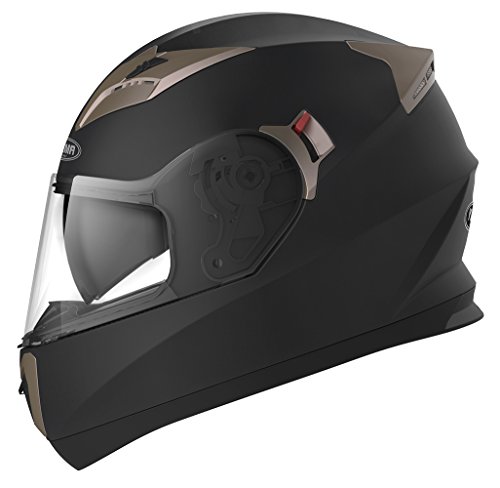 Casco Moto Integral ECE Homologado - YEMA YM-829 Casco de Moto Scooter para Mujer Hombre Adultos con Doble Visera -Negro Mate-L