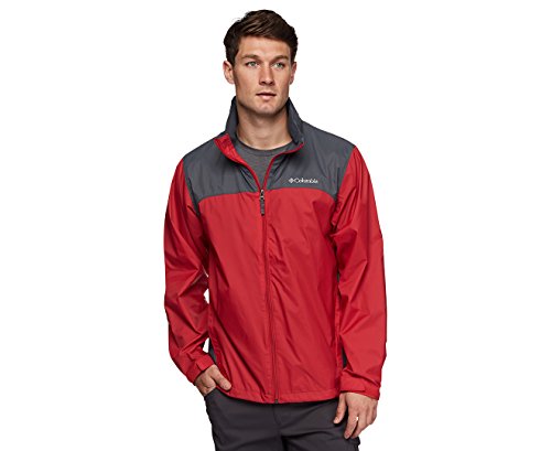 Columbia Men's Glennaker Lake Front-Zip Rain Jacket with Hideaway Hood, Mountain Red/Graphite, XX-Large