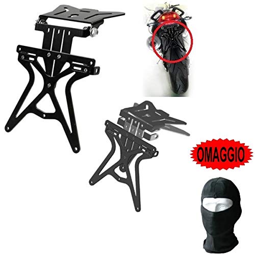 Compatible con Ducati Monster 696, soporte de matrícula ajustable para moto Lampa Aero-X 90146, soporte de matrícula homologado universal, no específico, color negro, 270 x 190 x 35 mm