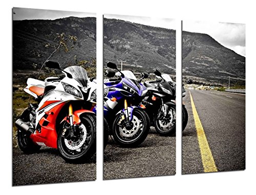 Cuadros Cámara Poster Fotográfico Motos de Carreras Yamaha, Carretera, Multicolor, 97 x 62 cm XXL