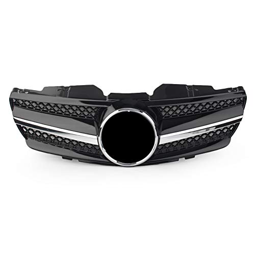 DJQNB Rejilla de Carreras, Parrilla para el Parachoques Delanteros del Coche 1 Fin Mesh Grille para SL R230 SL500 SL600 SL550 2003 2004 2005 2006 Chrome Black