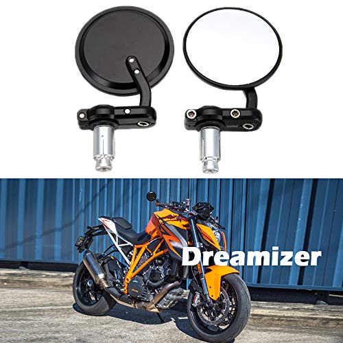 DREAMIZER Redondo Motocicleta 7/8" 22mm Manillar Bar Espejos Extremos, Espejo Retrovisor de Moto para Street Sport Bikes Cruiser