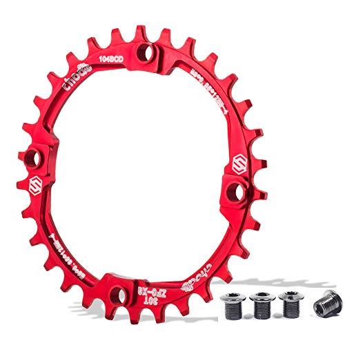 EASTERN POWER Plato Bicicleta Montaña, Plato 104 BCD 34 Dientes, Aluminio Platos 34T BCD 104 mm, Rojo