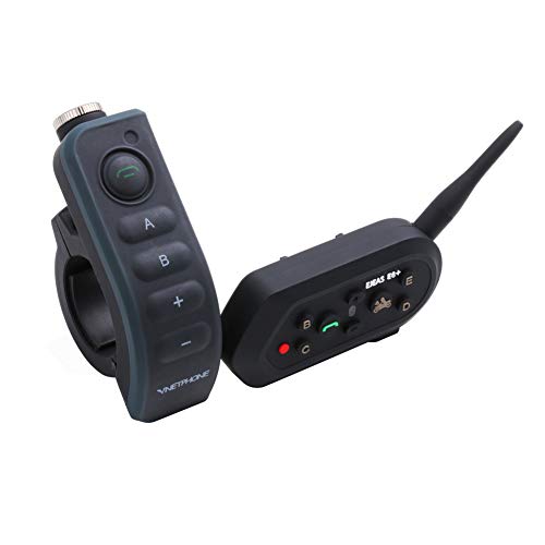 EJEAS E6 Moto Bluetooth Casco Intercomunicador con Control Remoto, dúplex Completo Moto inalámbrico Interfono Conecte hasta 6 pasajeros, Radio FM/GPS / MP4 / 1200M