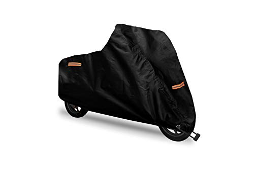 Funda para moto resistente al agua, polvo, lluvia, viento, arena, tejido 210D Oxford + plata con anillos para antirrobo para moto, moto, scooter Custom – 265 x 105 x 125 cm (XXL)