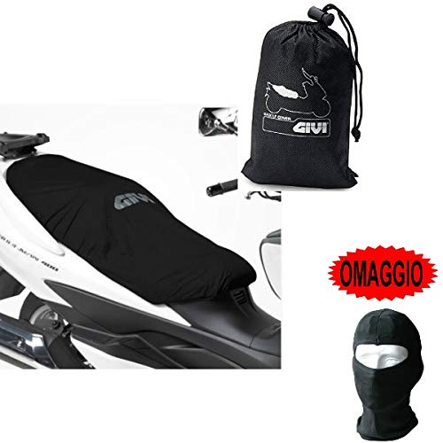 Funda para sillín de moto Givi S210, de tela impermeable universal, de 117 cm de largo, para moto, scooter, bordes elásticos, color negro