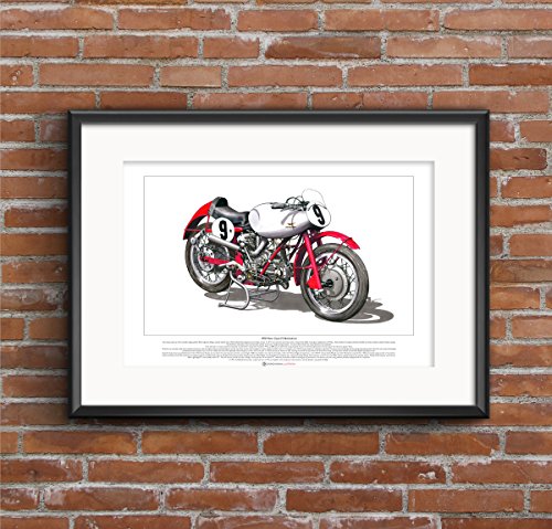 George Morgan Illustration Moto Guzzi V2 Bicilindrical 500 Motos Art Poster A2 tamaño