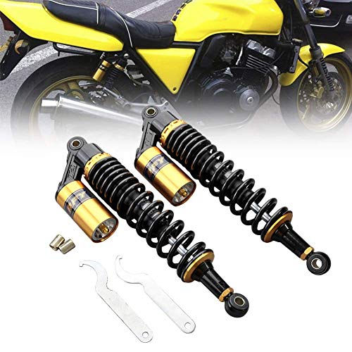 GZYF 400mm amortiguadores Moto amortiguadores Quad Suspensión Trasera del Amortiguador de Aire de Choque Trasero para 150 CC ~ 750 CC, Scooters y ciclomotores ATV Oro