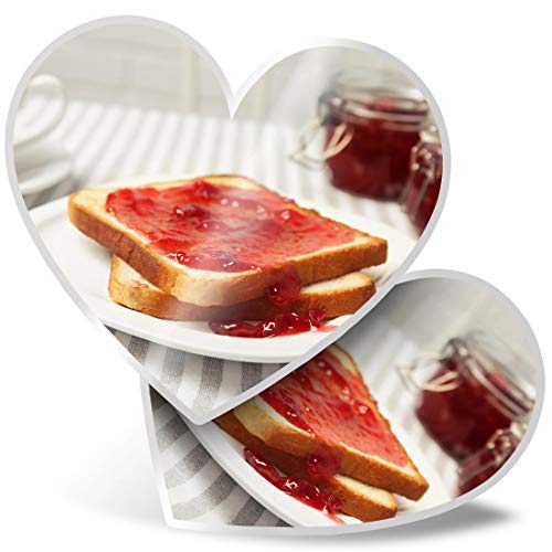 Impresionante pegatinas de corazón de 15 cm – Strawberry Jam on Toast Breakfast Food Fun calcomanías para portátiles, tabletas, equipaje, libros de chatarra, frigorífico, regalo genial #46337