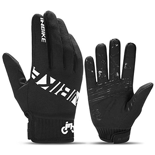 INBIKE Guantes MTB Dedos Largos para Hombre con La Funcionalidad De Pantalla Táctil, Guantes De Ciclismo Bicicleta Montaña Ciclista Bici Btt para Entretiempo(Negro-M)