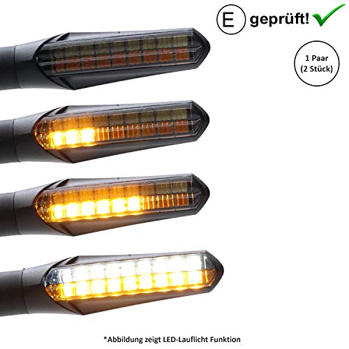 Intermitente LED + luz diurna compatible con Hond-a CBX 1000, CBX 750, CBX 650, CBX 600, CBX 550 (certificado E / 2 unidades) (B22)