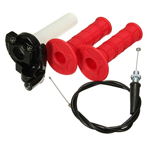 JenNiFer 22Mm Acelerador Puños Twist con Cable De Acción Rápida para 110Cc 125Cc Pit Dirt Bike Rojo