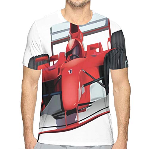 JJIAYI Mens 3D Printed T Shirts,Formula Race Car The Driver Automobile Motorized Sports Theme Strong Engine L