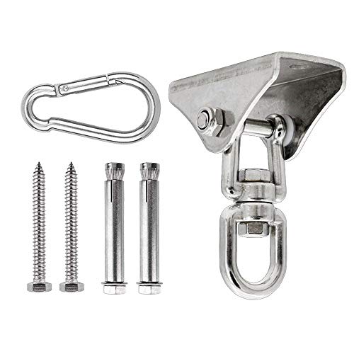 Keystar Ganchos de Techo, Anclaje para Pared, Suspensión de Hamaca con Mosquetón y Gancho Giratorio, Acero Inoxidabl Soporte de Techo Pesado para Hamaca, Yoga, Columpio, Saco de Boxeo, 350Kg Capacity