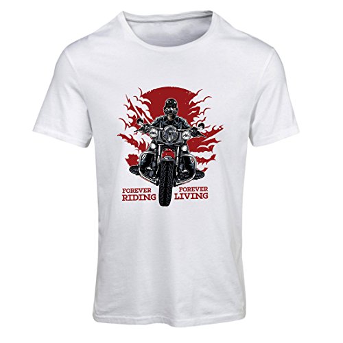 lepni.me Camiseta Mujer para Siempre en Motocicleta, Vida eterna: eslóganes de Motos, Citas de Motos, Ideas de Regalos para Motociclistas (Large Blanco Multicolor)