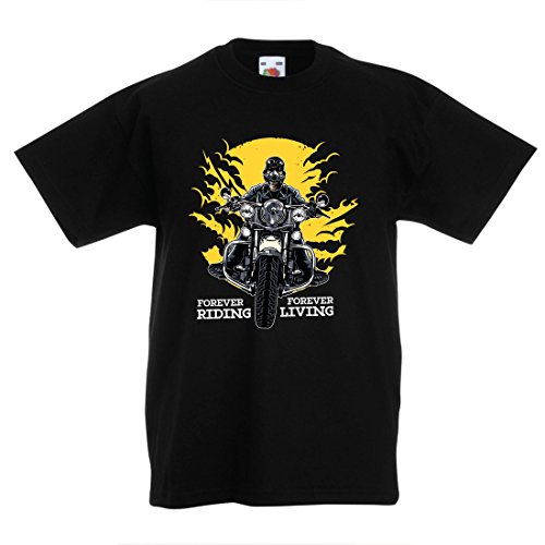 lepni.me Camiseta para Niño/Niña para Siempre en Motocicleta, Vida eterna: eslóganes de Motos, Citas de Motos, Ideas de Regalos para Motociclistas (3-4 Years Negro Multicolor)