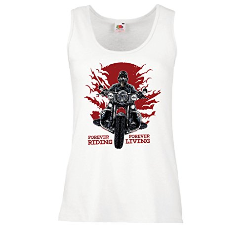 lepni.me Camisetas sin Mangas para Mujer para Siempre en Motocicleta, Vida eterna: eslóganes de Motos, Citas de Motos, Ideas de Regalos para Motociclistas (Large Blanco Multicolor)