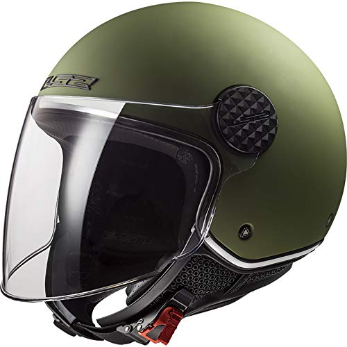 LS2 OF558 Sphere Casco Moto Jet Abierto para Motocicleta Ciclomotor y Scooter con Visera Larga Cascos de Moto Mujer y Hombre ECE Homologado Mate Militar Verde S (55-56cm)