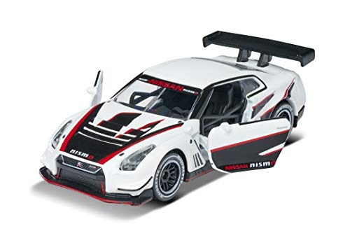 Majorette Coche de Juguete Racing Nissan Nismo GT3 Drift, Rueda Libre, Piezas de Apertura, Tarjeta Coleccionable, 7,5 cm, Blanco/Negro, para niños a Partir de 3 años