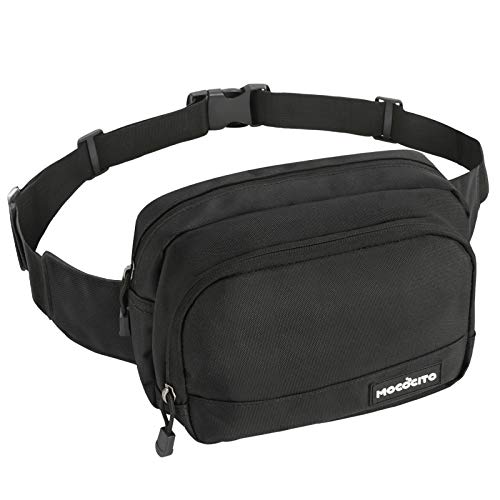 MOCOCITO Riñoneras Hombre y Mujer Impermeable con Correa Ajustable de 135 cm,Gran Capacidad para movil de 6.5´´/Llaves/Gafas/Cartera/Viajar/Correr/Moto/Bici/Acampada/Comprar[Negro]