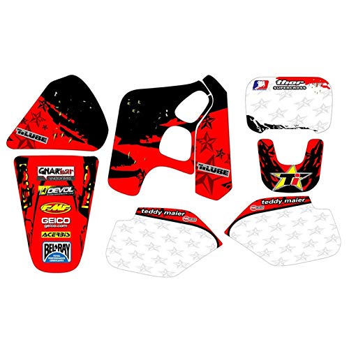 Motocicleta Completa Pegamento Kit CRM 50 80 Equipo de Motocross Pegatinas Gráficos Fondos de gráficos Kits de calcomanías para Honda CRM50 50CRM para Honda CRM80 CRM 80 (Color : Maroon)